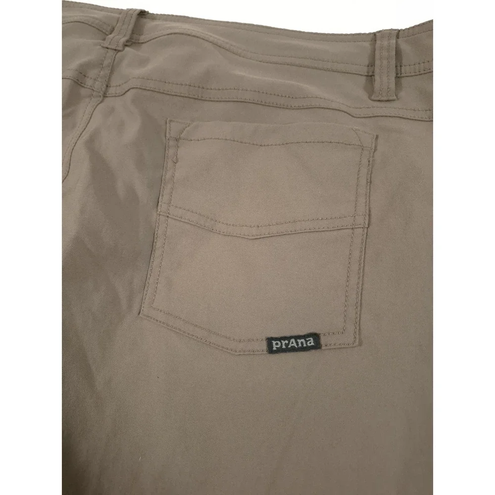 PrAna Brion Pants Mens 38x30 Beige Slim Fit Stretch Nylon 5 Pocket Outdoor
